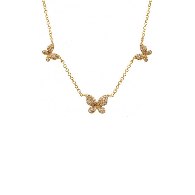 Floating Diamond Butterflies Necklace