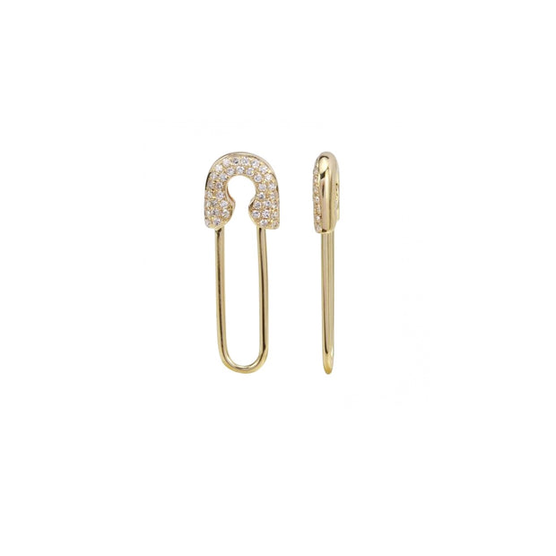 Large Diamond Safety Pin Earrings (Pair)