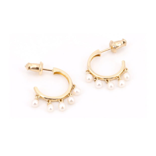 Classic Large Pearl Hoops (Pair)
