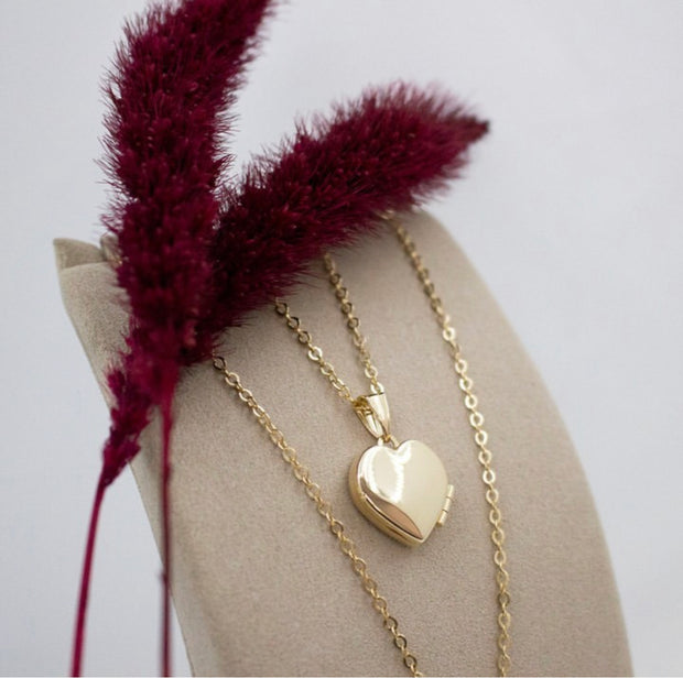 Heart Locket & Chain Necklace Set