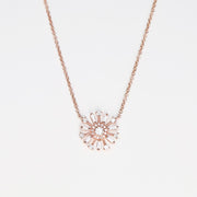 Baguette Diamond Flower Necklace
