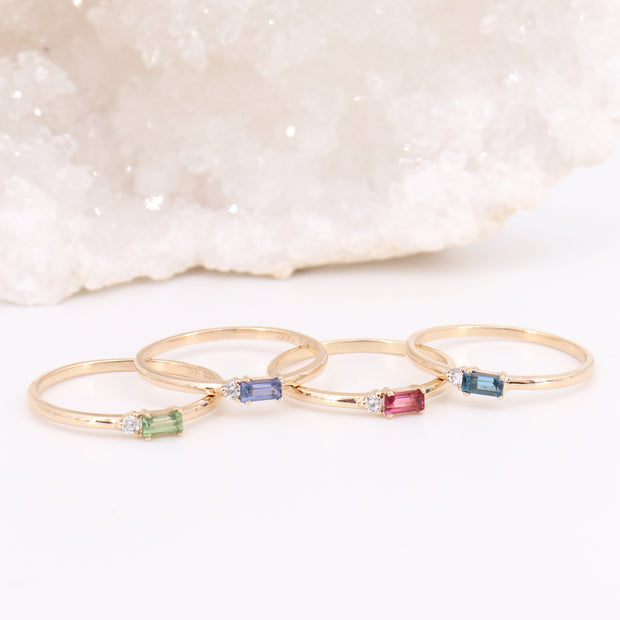 Topaz Baguette & Diamond Ring