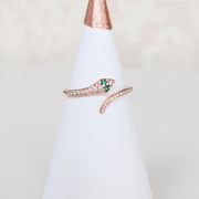 Diamond & Emerald Snake Ring