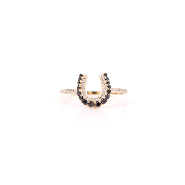 Black & White Diamond Horseshoe Ring
