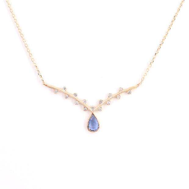 Rosecut Blue Sapphire Necklace