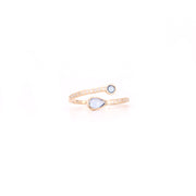 Rosecut Blue Sapphire Bypass Ring