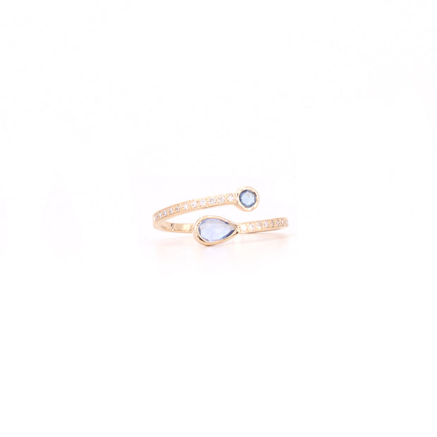 Rosecut Blue Sapphire Bypass Ring