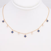 Sapphire Clover & Diamond Dangle Necklace