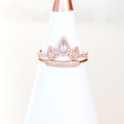 Diamond Moonstone Crown Ring