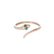 Diamond & Emerald Snake Ring