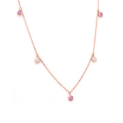 Pink Sapphire & Diamond Flower Necklace