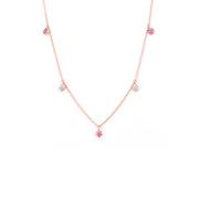 Pink Sapphire & Diamond Flower Necklace
