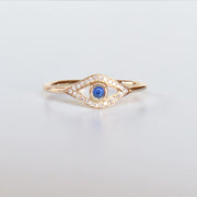 Diamond & Sapphire Open Eye Ring