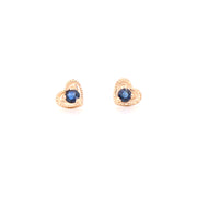 Blue Sapphire Heart Studs (Pair)