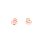 Pink Sapphire Heart Studs (Pair)