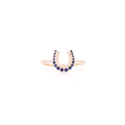 Sapphire & Diamond Horseshoe Ring