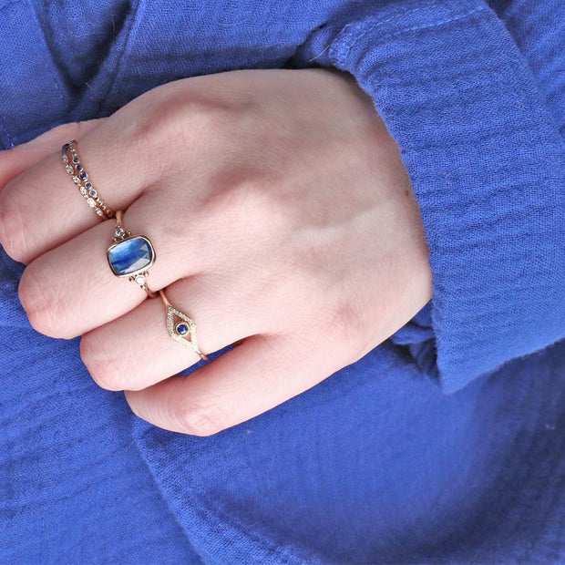 Diamond & Sapphire Open Eye Ring