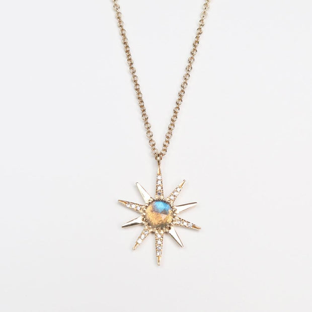 Labradorite & Diamond Starburst Necklace