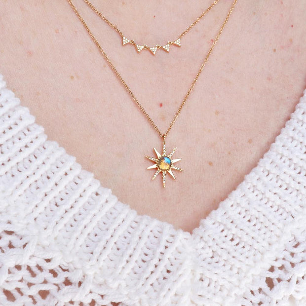 Labradorite & Diamond Starburst Necklace