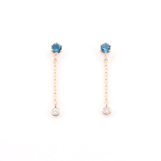 London Blue Topaz & Diamond Drop Earrings (Pair)