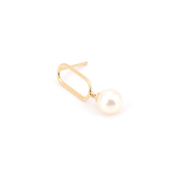 Paperclip Pearl Stud