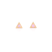 Triangle Pink Sapphire Studs (Pair)
