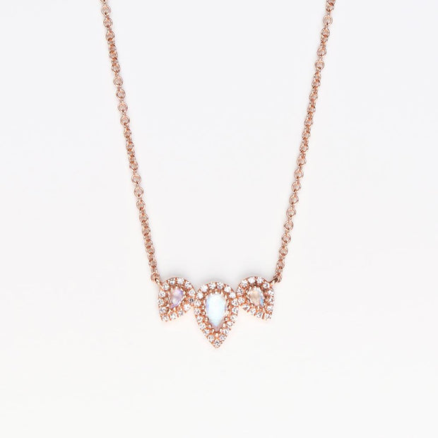 Diamond Moonstone Crown Necklace