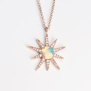Opal & Diamond Starburst Necklace