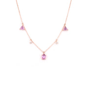 Rosecut Pink Sapphire & Diamond Dangle Necklace