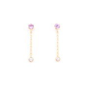Pink Sapphire & Diamond Drop Earrings (Pair)