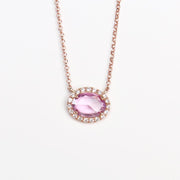 Rosecut Pink Sapphire Diamond Necklace