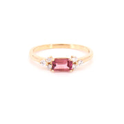 Pink Tourmaline & Diamond Tripod Ring