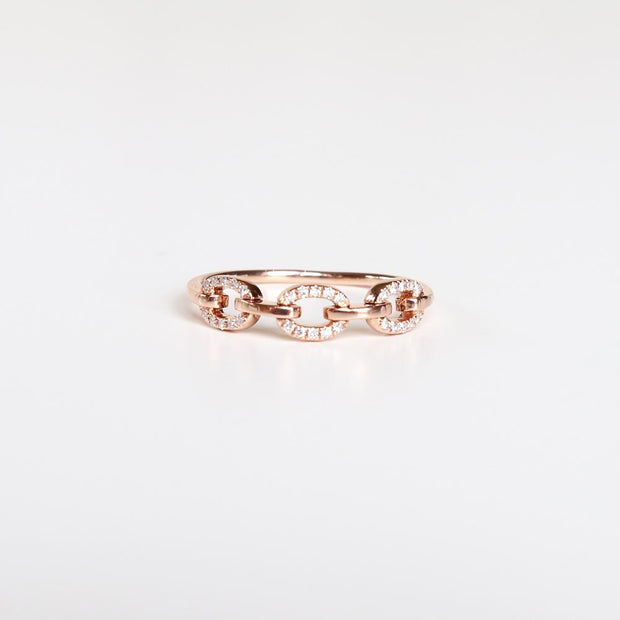 Diamond Chainlink Rose Ring