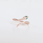 Emerald Eye Diamond Snake Ring