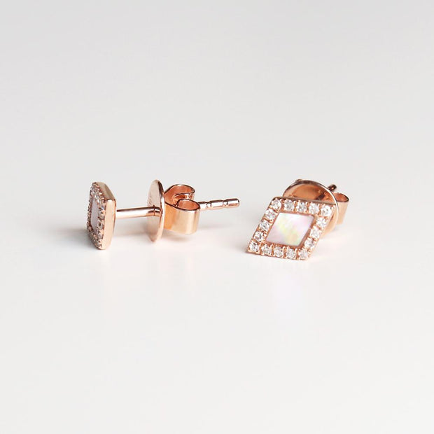 Mother of Pearl Diamond Studs (Pair)