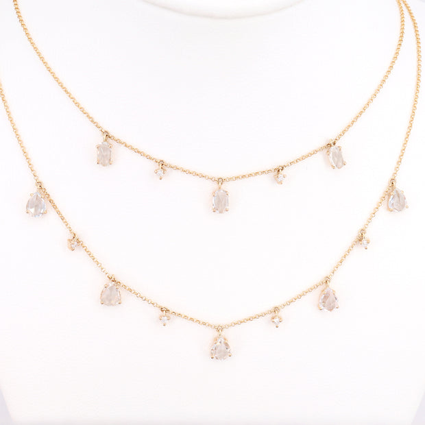Rosecut Sapphire & Diamond Dangle Necklace