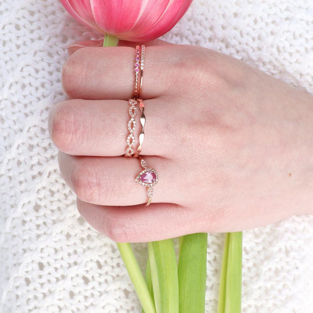 Lily Pink Sapphire Rose Stacking Ring