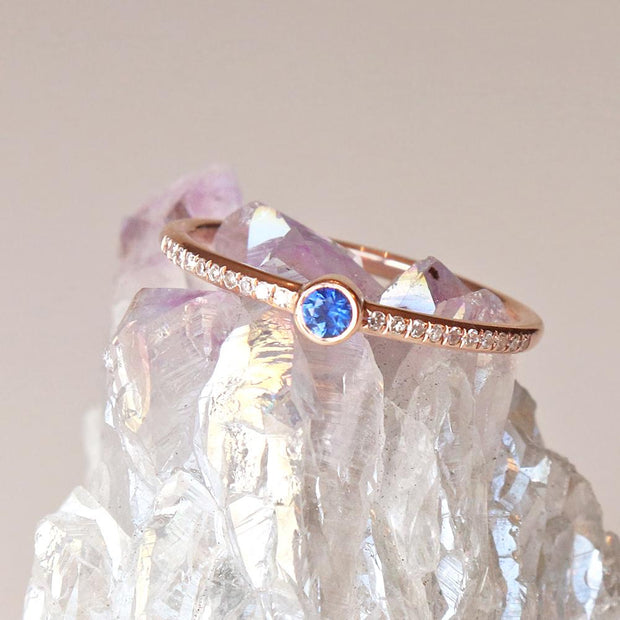 Sapphire Bezel Diamond Ring