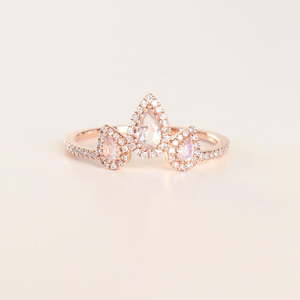 Diamond Moonstone Crown Ring