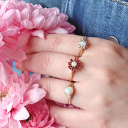 Opal Diamond Halo Ring