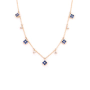 Sapphire Clover & Diamond Dangle Necklace