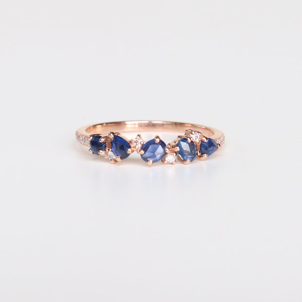 Rose Gold Sapphire Cluster Ring