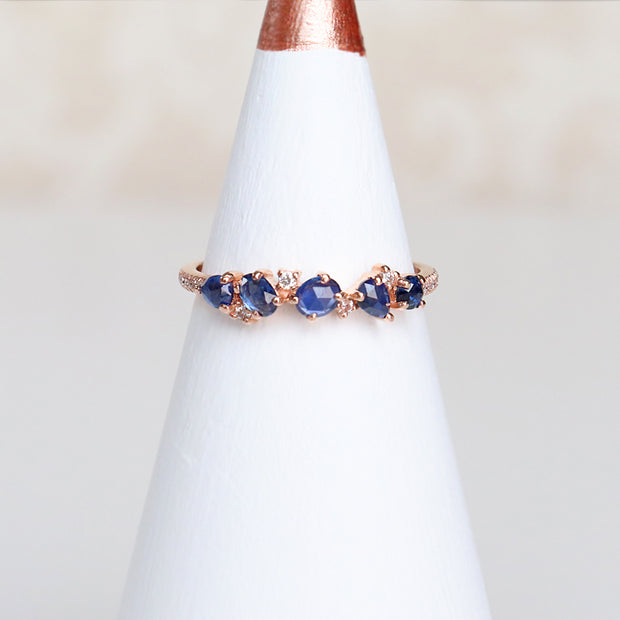Rose Gold Sapphire Cluster Ring