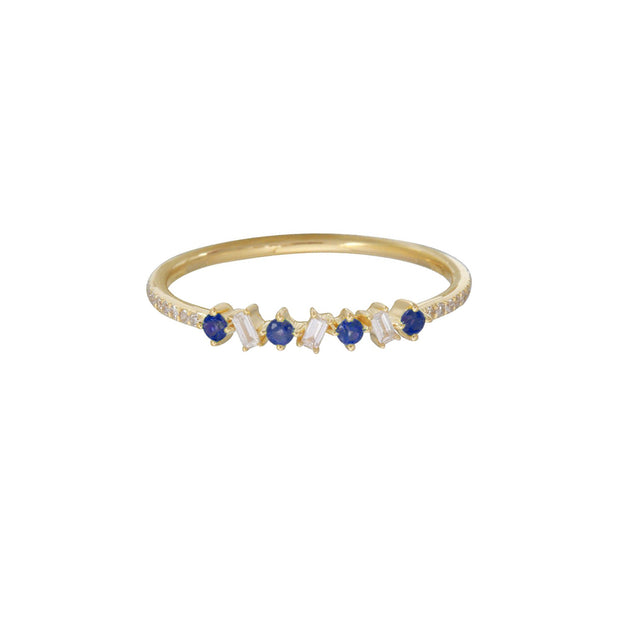Sapphire & Diamond Dancing Baguette Ring