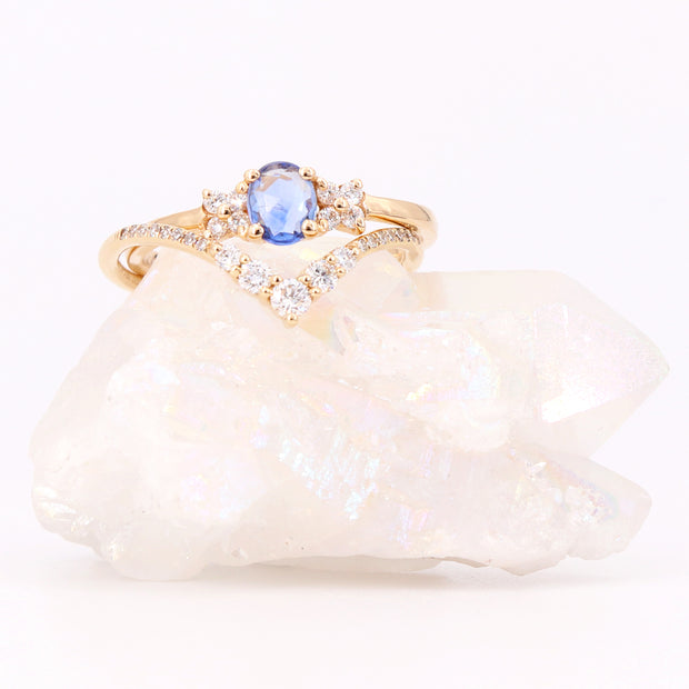 Rosecut Sapphire & Diamond Flower Ring