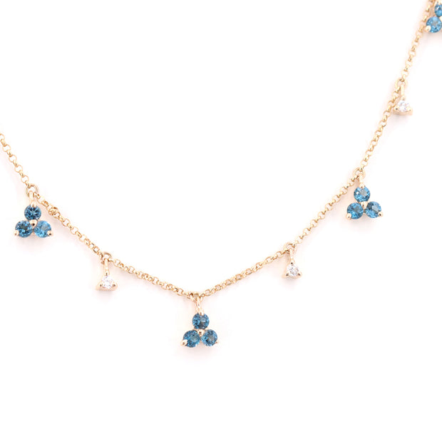 London Blue Topaz Tripod & Diamond Necklace