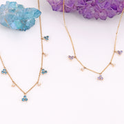London Blue Topaz Tripod & Diamond Necklace